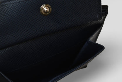 プラダ 財布 二つ折り アウトレット メンズ PRADA 折財布 SAFFIANO/レザー ブラック/ダークネイビー 2M0738【中古】