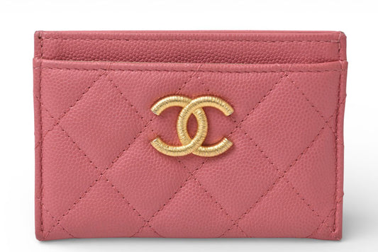 シャネル カードケース/名刺入れ CHANEL マトッラセ ココマーク キャビアスキン ピンク/マットゴールド金具 AP3524【中古】