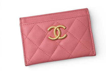 シャネル カードケース/名刺入れ CHANEL マトッラセ ココマーク キャビアスキン ピンク/マットゴールド金具 AP3524【中古】