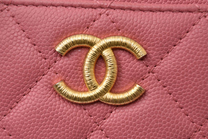 シャネル カードケース/名刺入れ CHANEL マトッラセ ココマーク キャビアスキン ピンク/マットゴールド金具 AP3524【中古】