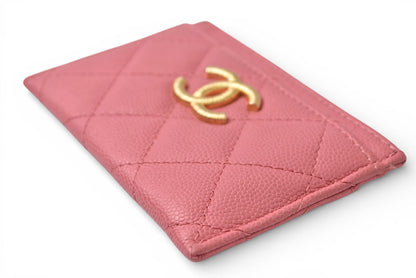 シャネル カードケース/名刺入れ CHANEL マトッラセ ココマーク キャビアスキン ピンク/マットゴールド金具 AP3524【中古】