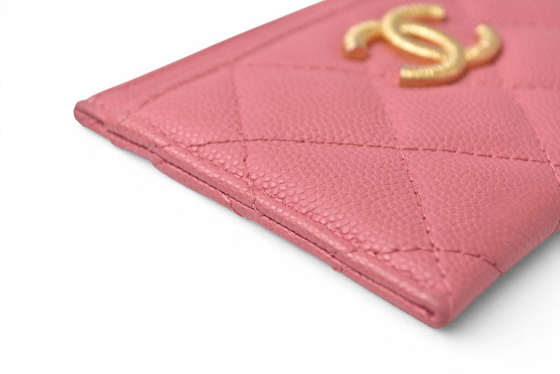 シャネル カードケース/名刺入れ CHANEL マトッラセ ココマーク キャビアスキン ピンク/マットゴールド金具 AP3524【中古】