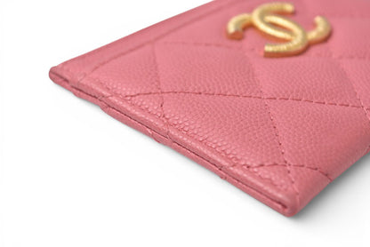 シャネル カードケース/名刺入れ CHANEL マトッラセ ココマーク キャビアスキン ピンク/マットゴールド金具 AP3524【中古】