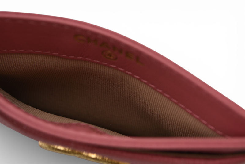 シャネル カードケース/名刺入れ CHANEL マトッラセ ココマーク キャビアスキン ピンク/マットゴールド金具 AP3524【中古】