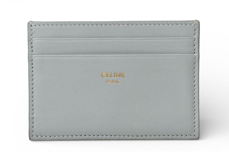 セリーヌ カードケース/名刺入れ CELINE ロゴ ラムスキン ライトブルー【中古】