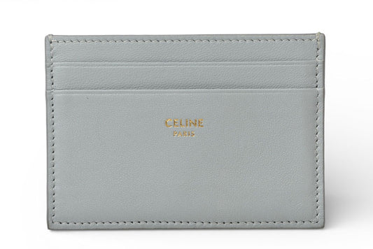 セリーヌ カードケース/名刺入れ CELINE ロゴ ラムスキン ライトブルー【中古】