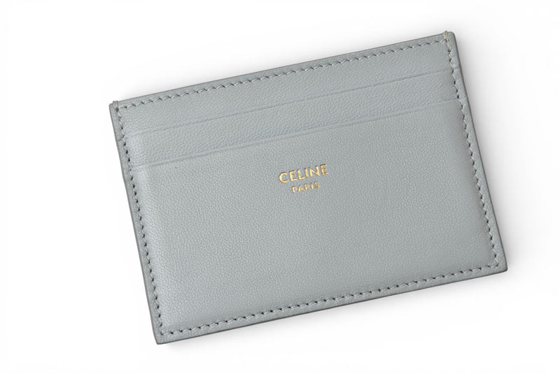 セリーヌ カードケース/名刺入れ CELINE ロゴ ラムスキン ライトブルー【中古】