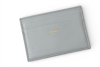 セリーヌ カードケース/名刺入れ CELINE ロゴ ラムスキン ライトブルー【中古】