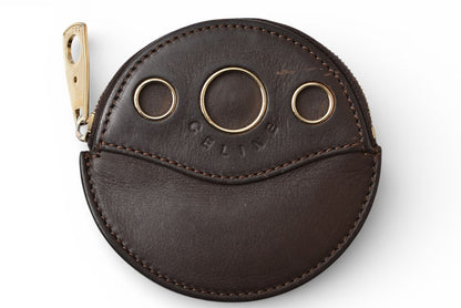 セリーヌ コインケース/小銭入れ CELINE サークル型 ジップ付 ダークブラウン【中古】