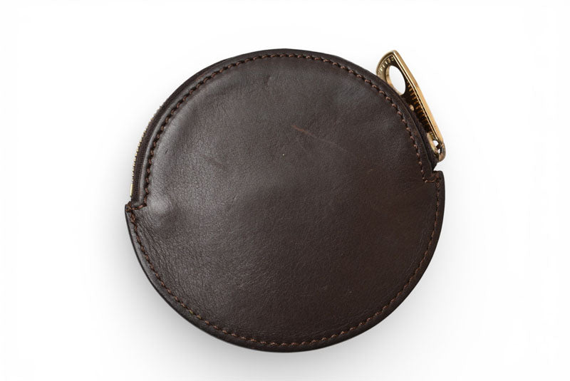 セリーヌ コインケース/小銭入れ CELINE サークル型 ジップ付 ダークブラウン【中古】