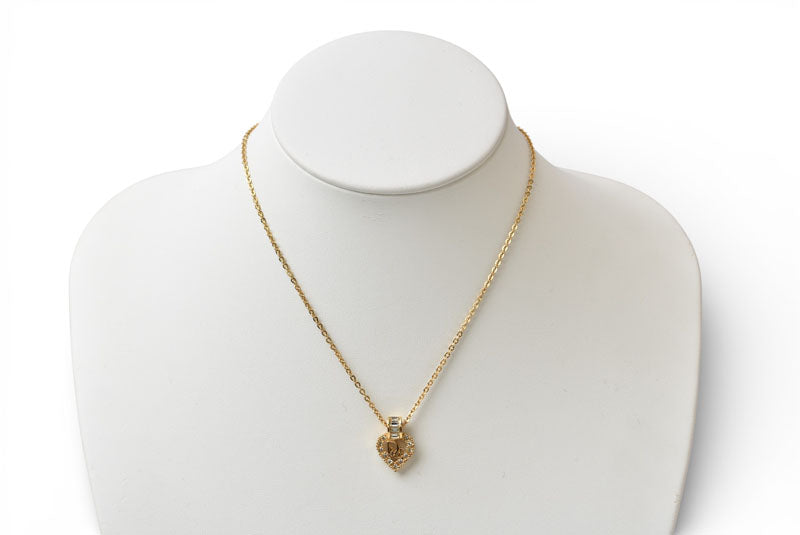 クリスチャンディオール ネックレス/チョカー Christian Dior ヴィンテージ ハートモチーフ ラインストーン ゴールド【中古】