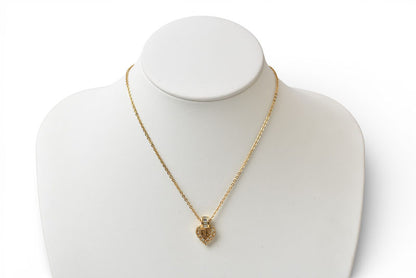 クリスチャンディオール ネックレス/チョカー Christian Dior ヴィンテージ ハートモチーフ ラインストーン ゴールド【中古】
