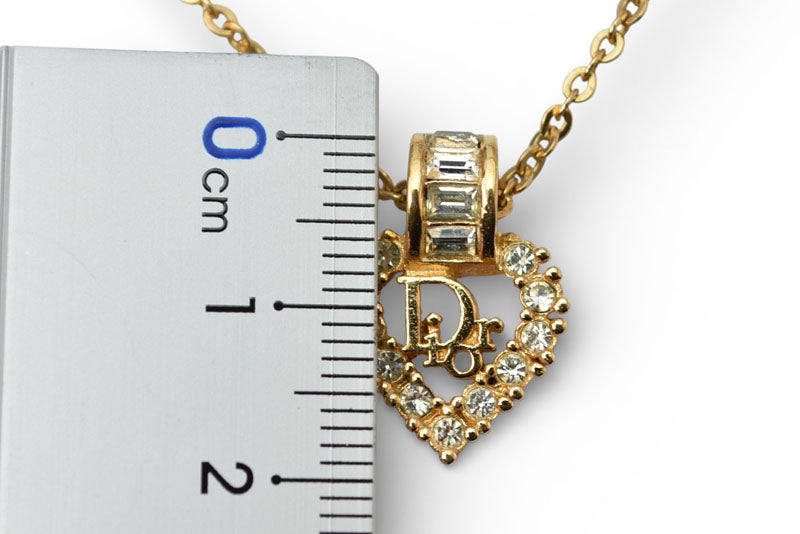 クリスチャンディオール ネックレス/チョカー Christian Dior ヴィンテージ ハートモチーフ ラインストーン ゴールド【中古】