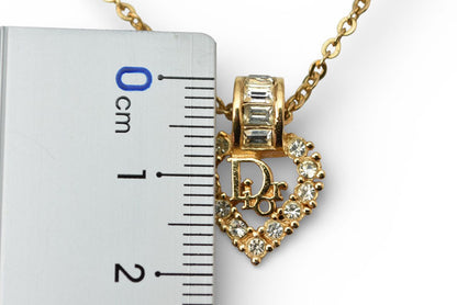 クリスチャンディオール ネックレス/チョカー Christian Dior ヴィンテージ ハートモチーフ ラインストーン ゴールド【中古】