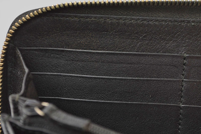 グッチ 財布 GUCCI 長財布/ラウンドファスナー式 マイクログッチシマ ブラック 449391【中古】