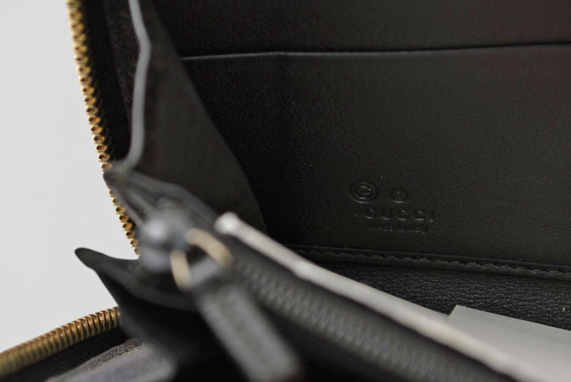 グッチ 財布 GUCCI 長財布/ラウンドファスナー式 マイクログッチシマ ブラック 449391【中古】