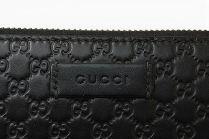 グッチ 財布 GUCCI 長財布/ラウンドファスナー式 マイクログッチシマ ブラック 449391【中古】