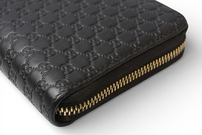 グッチ 財布 GUCCI 長財布/ラウンドファスナー式 マイクログッチシマ ブラック 449391【中古】