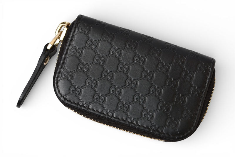 グッチ アウトレット 未使用 コインケース GUCCI ミニ財布/小銭入れ マイクログッチシマ ブラック 449896【中古】