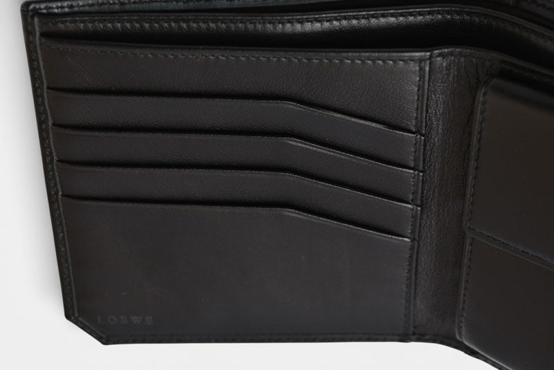 ロエベ 財布 未使用 LOEWE 二つ折り/折財布 アナグラム ブラック メンズ【中古】