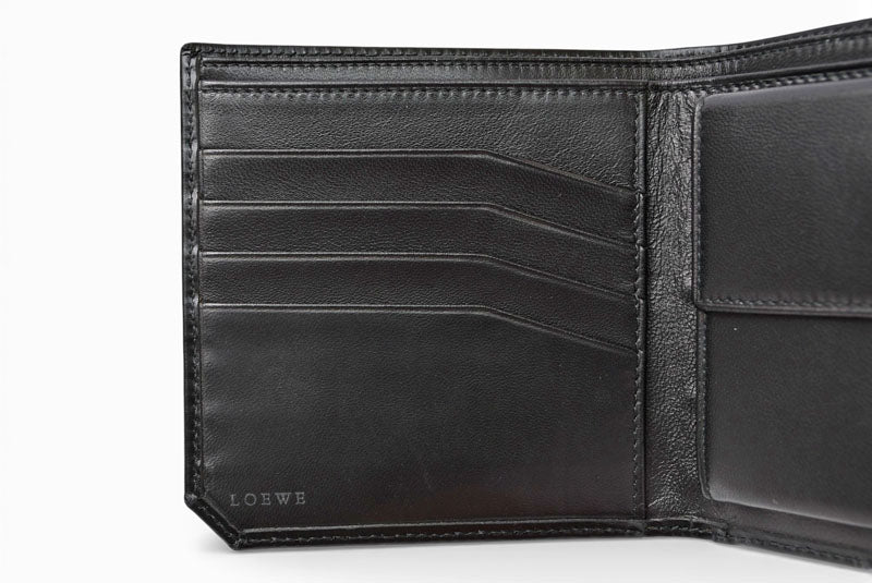ロエベ 財布 未使用 LOEWE 二つ折り/折財布 アナグラム ブラック メンズ【中古】