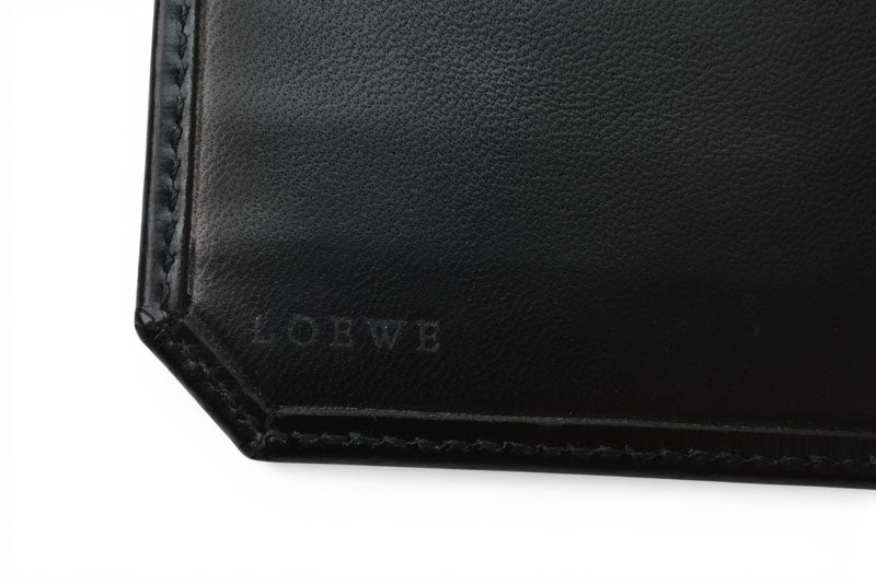 ロエベ 財布 未使用 LOEWE 二つ折り/折財布 アナグラム ブラック メンズ【中古】