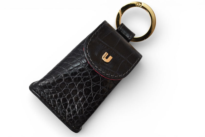 ウンガロ ケース/印鑑ケース/リップケース/小物入れ ungaro リング付 クロコダイル型押しレザー /ブラック レディース【中古】