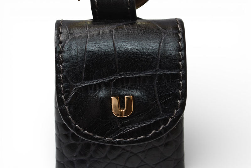 ウンガロ ケース/印鑑ケース/リップケース/小物入れ ungaro リング付 クロコダイル型押しレザー /ブラック レディース【中古】