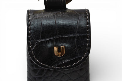 ウンガロ ケース/印鑑ケース/リップケース/小物入れ ungaro リング付 クロコダイル型押しレザー /ブラック レディース【中古】