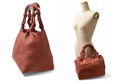 ロエベ トートバッグ LOEWE バッグ シープスキン アナグラム テラコッタ【中古】