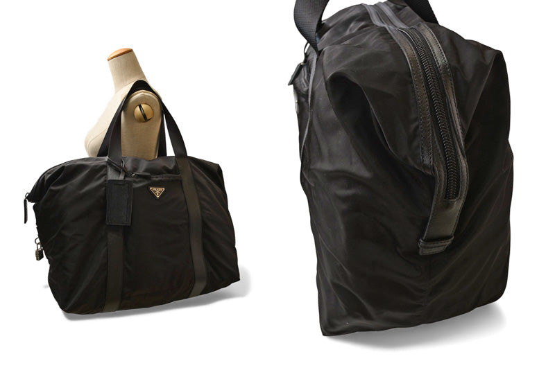 プラダ ショルダーバッグ PRADA ボストンバッグ/旅行カバン トラベル 2VC796 ブラック メンズ/レディース【中古】