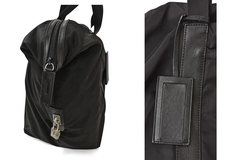 プラダ ショルダーバッグ PRADA ボストンバッグ/旅行カバン トラベル 2VC796 ブラック メンズ/レディース【中古】