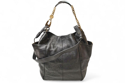 ジミーチュウ トートバッグ/ショルダーバッグ JIMMY CHOO 2wayチェーンバッグ パテントレザー ガンメタリック【中古】