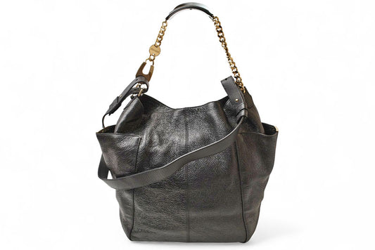 ジミーチュウ トートバッグ/ショルダーバッグ JIMMY CHOO 2wayチェーンバッグ パテントレザー ガンメタリック【中古】