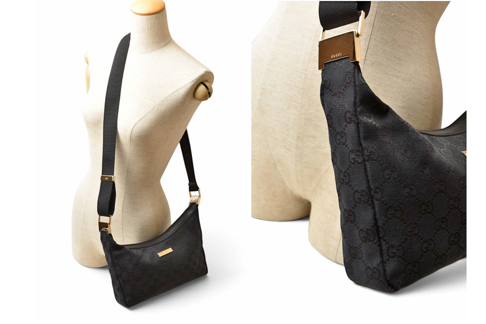 グッチ ショルダーバッグ ヴィンテージ GUCCI バッグ/肩掛け/クロスボディ GGキャンバス/ブラック 019.0433【中古】