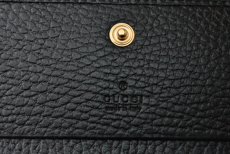 グッチ ミニ財布 未使用 GUCCI 折財布 456126 PETITE MARMONT/プチマーモント ブラック【中古】