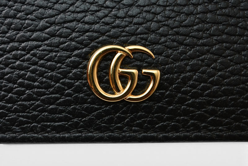 グッチ ミニ財布 未使用 GUCCI 折財布 456126 PETITE MARMONT/プチマーモント ブラック【中古】