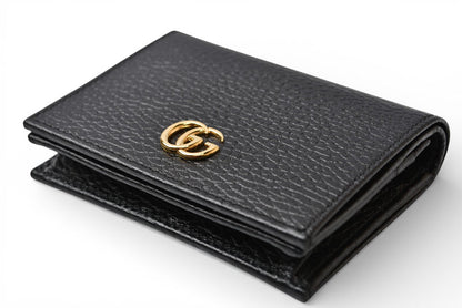 グッチ ミニ財布 未使用 GUCCI 折財布 456126 PETITE MARMONT/プチマーモント ブラック【中古】