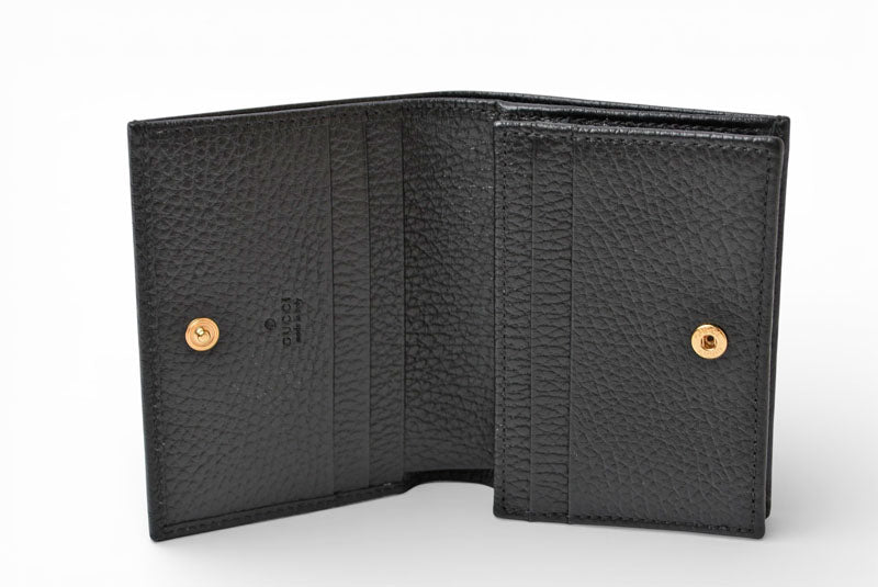 グッチ ミニ財布 未使用 GUCCI 折財布 456126 PETITE MARMONT/プチマーモント ブラック【中古】
