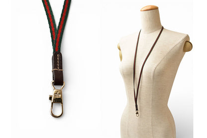 グッチ ネックストラップ GUCCI ウェビングライン グリーン/レッド 【中古】
