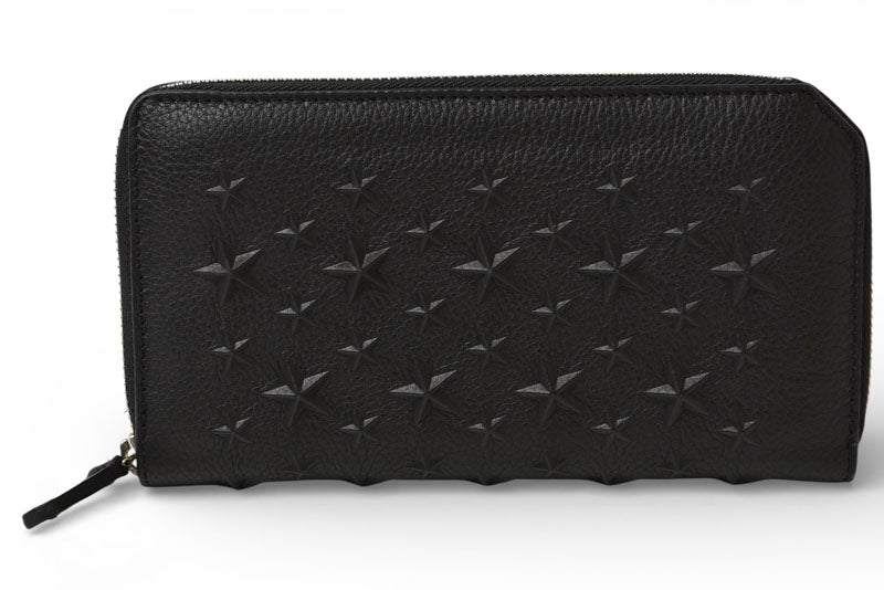 ジミーチュウ 財布/ラウンドファスナー JIMMY CHOO 長財布 スターエンボス ブラック【中古】