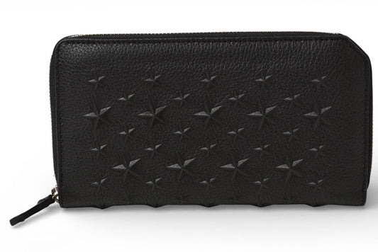 ジミーチュウ 財布/ラウンドファスナー JIMMY CHOO 長財布 スターエンボス ブラック【中古】