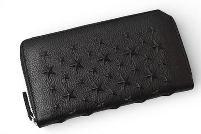 ジミーチュウ 財布/ラウンドファスナー JIMMY CHOO 長財布 スターエンボス ブラック【中古】