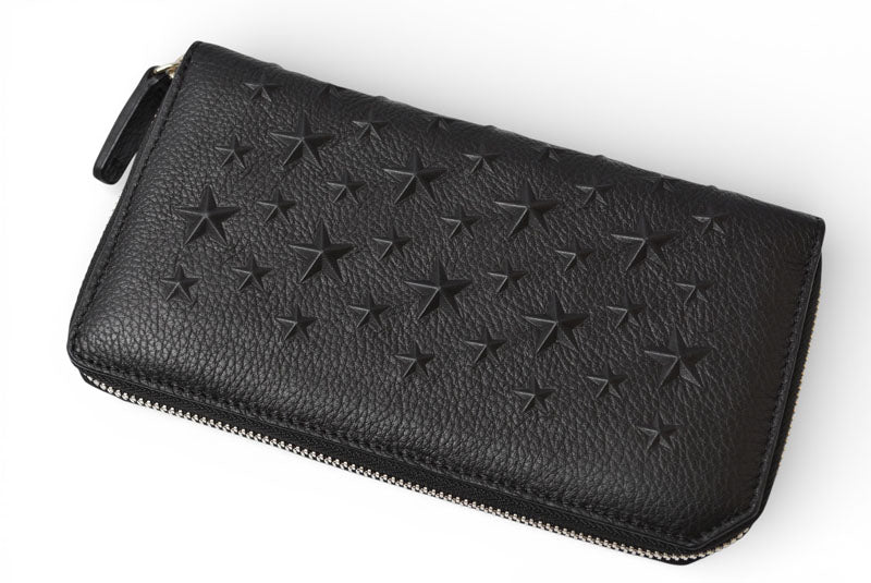 ジミーチュウ 財布/ラウンドファスナー JIMMY CHOO 長財布 スターエンボス ブラック【中古】
