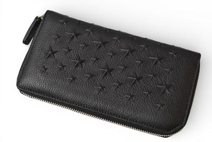 ジミーチュウ 財布/ラウンドファスナー JIMMY CHOO 長財布 スターエンボス ブラック【中古】