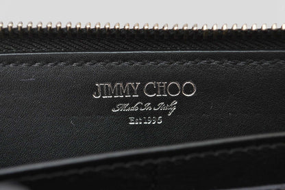 ジミーチュウ 財布/ラウンドファスナー JIMMY CHOO 長財布 スターエンボス ブラック【中古】