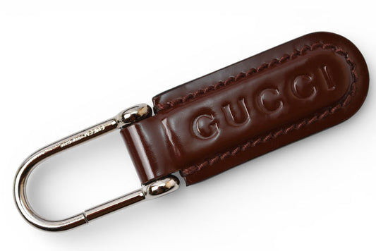 グッチ キーリング/キーホルダー GUCCI ヴィンテージ 042 1569 シルバー/ブラウン 未使用【中古】