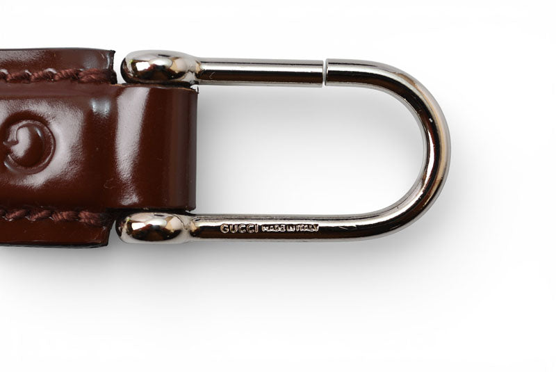 グッチ キーリング/キーホルダー GUCCI ヴィンテージ 042 1569 シルバー/ブラウン 未使用【中古】