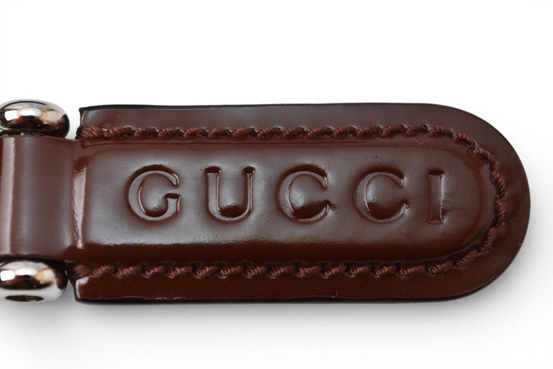 グッチ キーリング/キーホルダー GUCCI ヴィンテージ 042 1569 シルバー/ブラウン 未使用【中古】