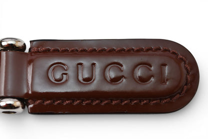グッチ キーリング/キーホルダー GUCCI ヴィンテージ 042 1569 シルバー/ブラウン 未使用【中古】